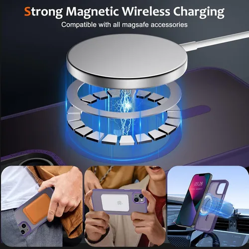 Vista 343 de Anuck - Funda magnética para iPhone 11 compatible con MagSafe, carcasa trasera mate translúcida dura, borde de TPU, delgada, resistente a impactos