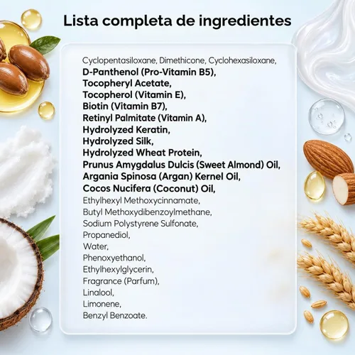 Vista 3 de MAREE Aceite para el cabello encrespado con aceite de argán, queratina y biotina – Suero capilar para brillo de cabello seco y rizado – Productos