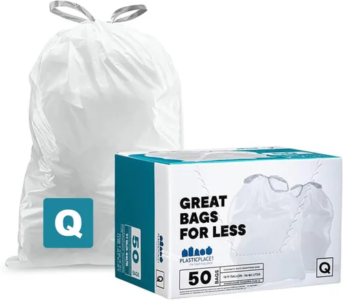 Vista 12 de Plasticplace Revestimientos para botes de basura con aroma a lavanda y vainilla suave con cordón blanco, compatibles con Code Q (200 unidades) │