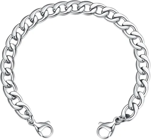 Vista 17 de LinnaLove Cadena intercambiable de acero inoxidable para pulseras de identificación de alerta médica para mujeres y hombres, No es una piedra