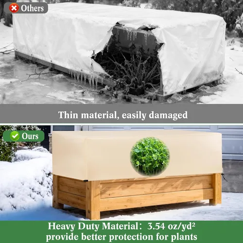 Vista 4 de Cubierta de Protección contra Heladas para Plantas Paquete de 2 con Cordón Elástico, 3.54 oz/yd² Manta de Tela para Heladas de Invierno Cubiertas