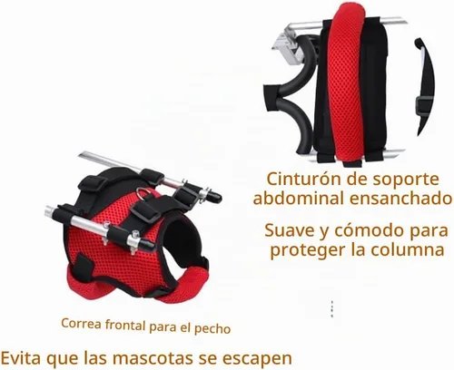 Vista 6 de Silla de ruedas ajustable para gatos, silla de ruedas para mascotas totalmente personalizable para perros y gatos pequeños con correa de pecho a