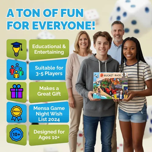 Vista 4 de Juego de Mesa de Estrategia Bucket Race – Juegos de Aventura Estratégica para Amigos y Familiares para Niños y Adultos – Juego de Grupo Competitivo