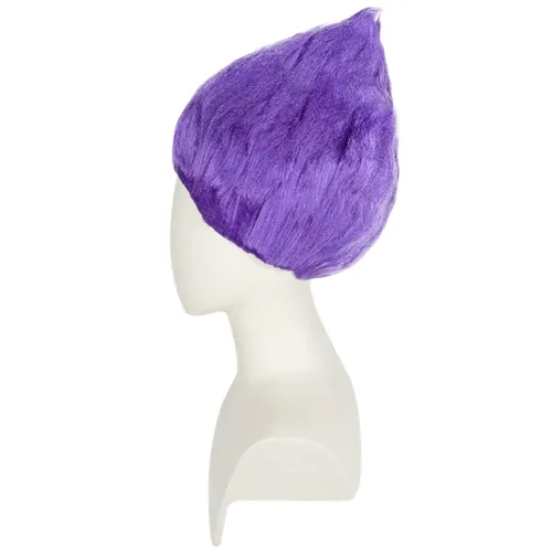 Vista 5 de JoneTing Peluca con puntas moradas + gorra de pelucaPeluca corta púrpura para cosplay para Halloween, peluca de cosplay púrpura brillante