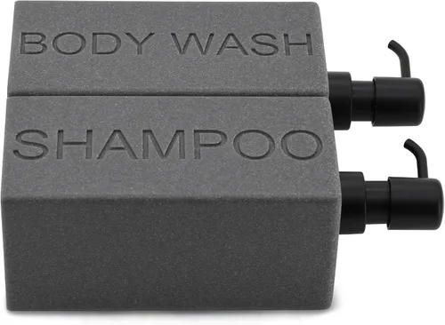Vista 8 de Dispensador rectangular de resina para baño, champú y acondicionador de baño, botella de lavado corporal, diseño moderno de bomba recargable Gris