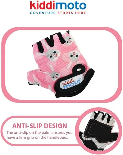 Vista 7 de Kiddimoto Guantes de bicicleta antideslizantes para niños y niñas, guantes de ciclismo sin dedos para niños de 2 a 8 años, guantes de ciclismo sin
