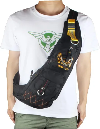 Vista 32 de Mochila de nylon para el pecho, mochila de viaje en bicicleta y gimnasio