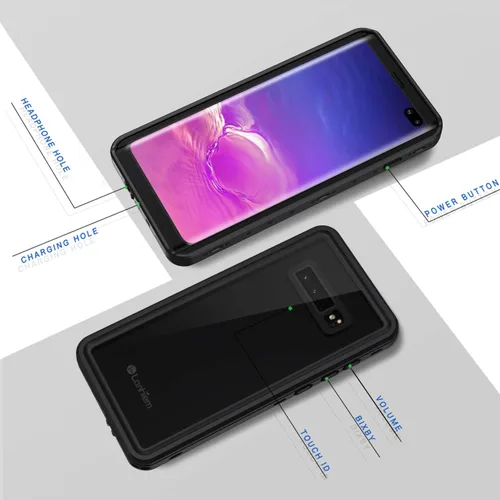 Vista 6 de Lanhiem Funda para Samsung Galaxy S10+ Plus, IP68 impermeable a prueba de polvo con protector de pantalla integrado, carcasa protectora resistente a