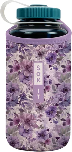 Vista 73 de Sok It BotlSok Funda para botella de agua con cubierta de neopreno aislante (Floral abstracto, se ajusta a CamelBak o Nalgene de 12 onzas)