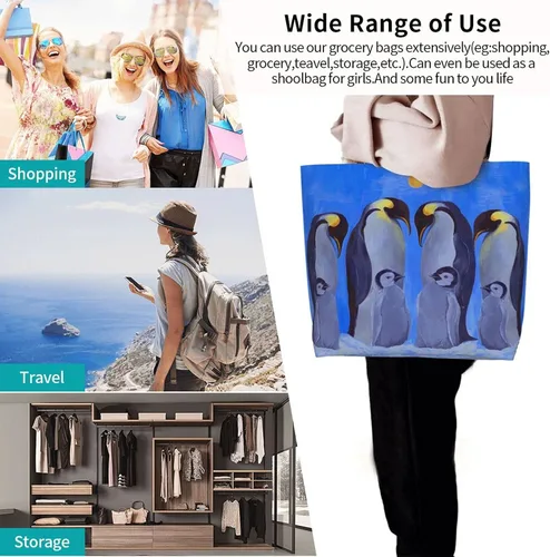 Vista 6 de Famame Canvas Tote Bag Large Women Casual Shoulder Bag Handbag Reusable Multipurpose Shopping Grocery Bag For Outdoors