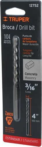 Vista 4 de TRUPER BCT-3/16X4-B Brocas para mampostería, en ampolla. Vástago de 3/16" 3/16" 4" (102mm)