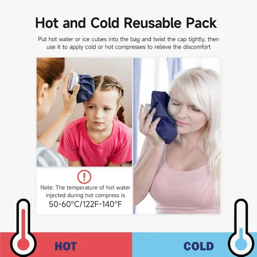 Vista 5 de BICAREE Bolsas de hielo reutilizables para lesiones, bolsa de hielo frío, bolsa de agua caliente para terapia de frío y calor y alivio del dolor, 3