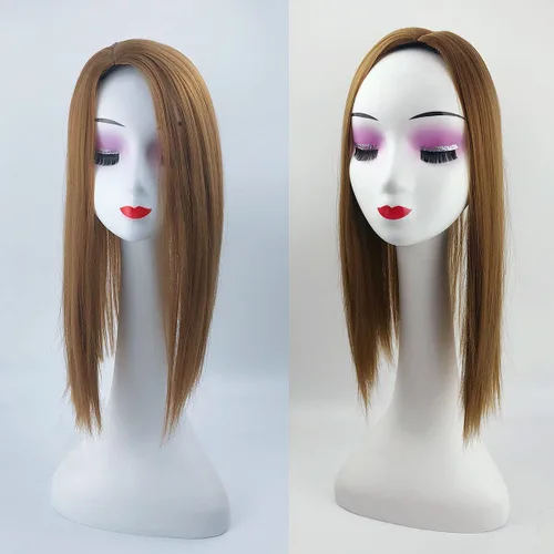 Vista 6 de YYDS, Mezcla natural Snythetic, para mujer, pérdida de cabello, parte derecha, de seda, con clip (rubio oscuro #27)