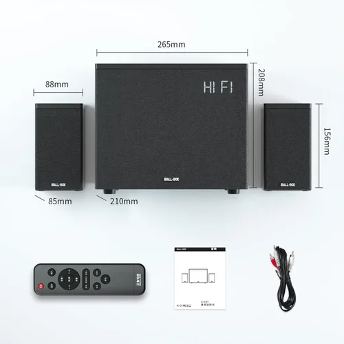 Vista 5 de Altavoces de computadora 2.1 con subwoofer, altavoces de PC para escritorio con graves profundos, sistema de sonido óptico Bluetooth USB