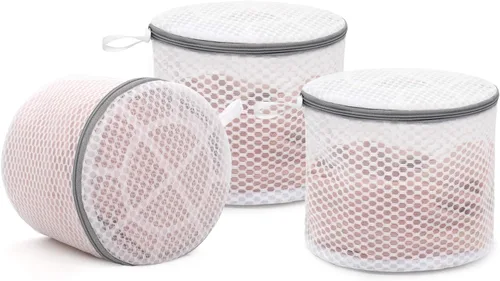 Vista 8 de Muchfun 3 bolsas para lavar sujetadores, bolsas de malla hexagonal para ropa delicada, lencería, ropa íntima y ropa interior 8 x 8 x 8 pulgadas