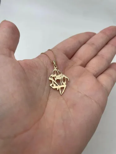 Vista 5 de Am Yisrael Chai Pendant "The People of Israel Live", Solid 14k Gold Jewish Pendant, Symbol Jewelry from Israel