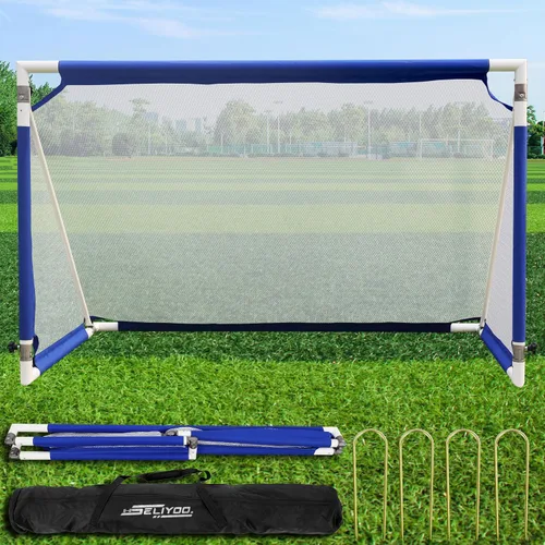 Vista 12 de Soccer Goal 4×2.5/5×3/6×3 FT Aluminum Soccer Goals for Backyard Azul