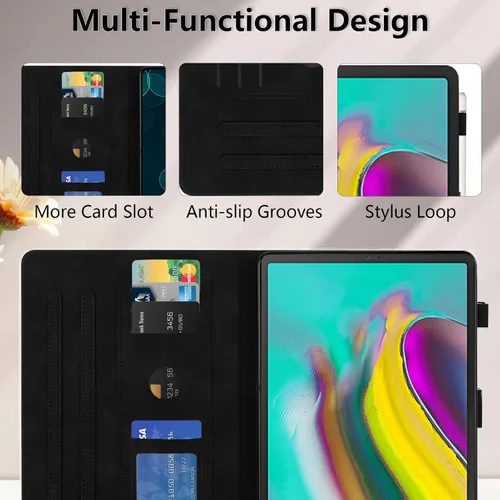Vista 5 de Funda para Samsung Galaxy Tab S5e de 10.5 pulgadas 2019 modelo (SM-T720/T725/T727) - Funda protectora de piel sintética con bolsillo y función atril