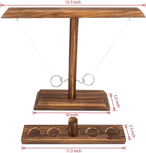 Vista 2 de DreamToyz Ring Toss Games for Adults, Yard Games, Patio Decor, Outdoor Indoor Games, Wooden Hook and Ring Game for Bars, Home, Party, 15.7" X 13