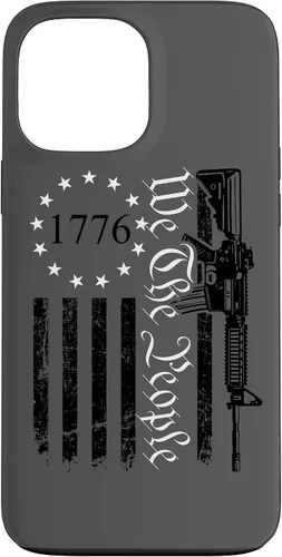 Vista 24 de iPhone 16 We The People - Funda patriótica con la bandera de Estados Unidos AR15 Pro Guns