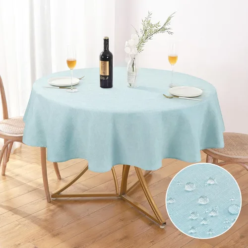 Vista 8 de AUSSPVOCT 2 manteles de lino texturizado para mesa rectangular, 52 x 70 pulgadas, mantel rectangular impermeable, lavable, tela para mesa