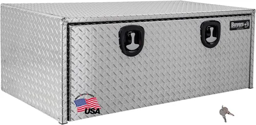 Vista 15 de Buyers Products 1705148 - Caja de camión de aluminio diamantado para debajo de la carrocería con pestillo de mango en T, 14 x 12 x 16 pulgadas