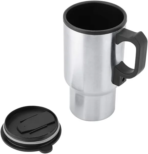 Vista 7 de Hervidor eléctrico pequeño portátil de 12 V, 15.2 fl oz, taza de calefacción de viaje de acero inoxidable, taza de calefacción para automóvil, taza