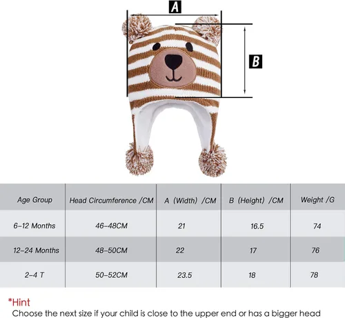Vista 6 de LANGZHEN Gorro de invierno para niños pequeños gorro cálido con forro polar para bebés y niñas