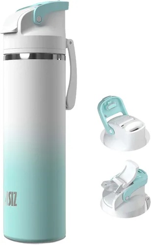 Vista 25 de OISIZ Botella de agua aislada de 24 onzas con boquilla 2 en 1 y tapa de popote, cierre de seguridad de un clic, 100% a prueba de fugas, mantiene