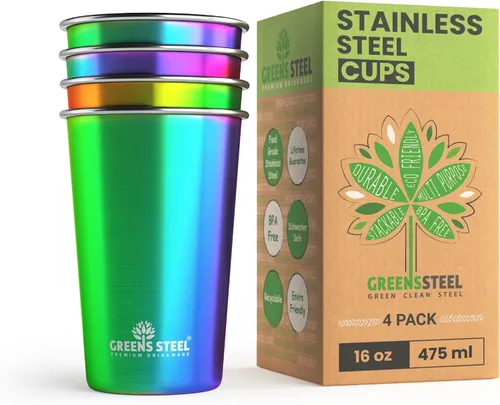 Vista 10 de Vasos para niños de 10 onzas – Vasos de acero inoxidable para el hogar, fiesta, campamento y actividades al aire libre – sin BPA, irrompibles, vasos