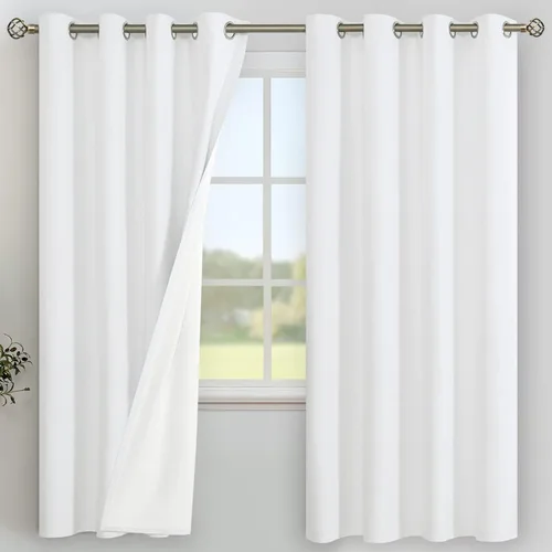 Vista 69 de YoungsTex - Cortinas 100% opacas para dormitorio, con aislamiento térmico y ojales, cortinas oscuras negras con capa pesada para ventana de sala