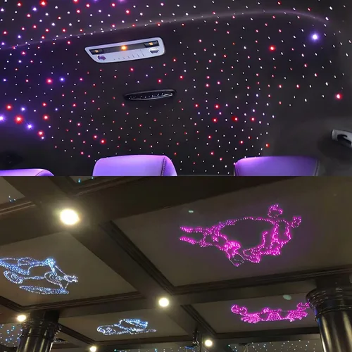 Vista 6 de AKEPO - Kit de luces de fibra óptica activadas por música de tamaño pequeño para automóvil y hogar, de 32 W, de doble puerto, de diferentes
