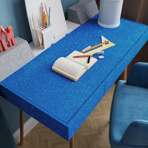 Vista 6 de VEELIKE Papel tapiz con purpurina azul para pegar y despegar, papel de contacto con purpurina para armarios, cajones, decoración de pared, 15.7 x