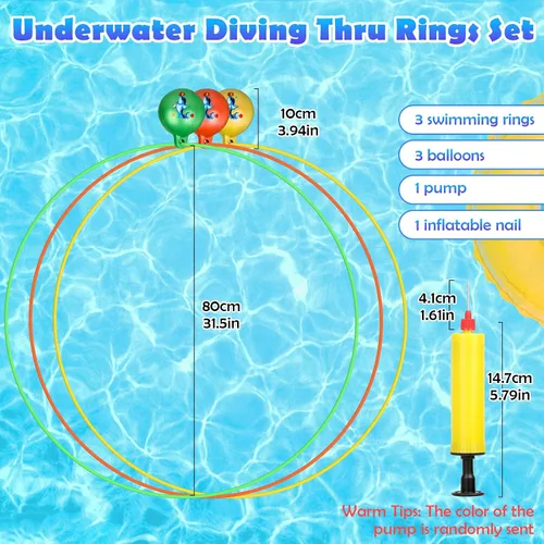 Vista 4 de Cludoo Anillos de natación para buceo en piscina, juguetes para niños, alta estabilidad, no requiere montaje, juguete de piscina, aros de natación