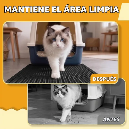 Vista 5 de Pieviev - Alfombrilla grande para arena de gato Negro