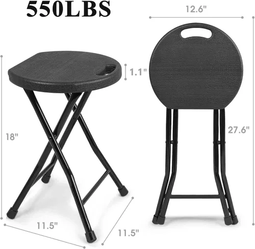 Vista 3 de COOZMENT Taburete plegable con asa, taburete de campamento portátil resistente de 550 libras, taburete plegable con pies antideslizantes