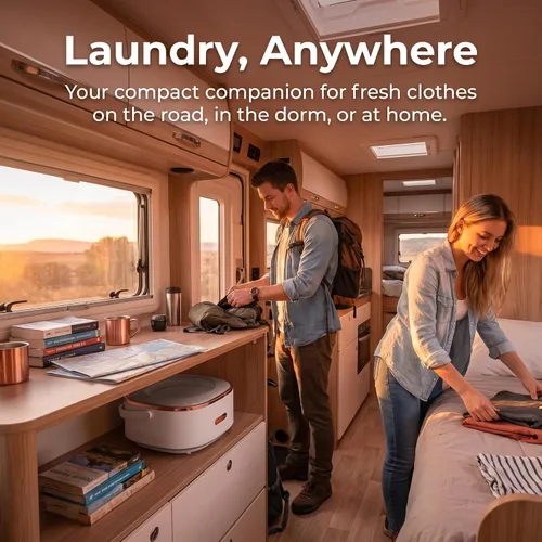 Vista 7 de Portable Washing Machine 20L, Foldable Mini Washer & Spin Dryer combo with 3 Modes, small laundry machine for RV, Camping, Dorm, Apartment, Travel