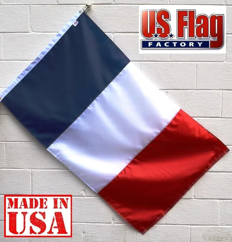 Vista 2 de US Flag Factory Bandera francesa de Francia (rayas cosidas) de 3 x 5 pies para exteriores, nailon SolarMax, calidad premium, 100% fabricada