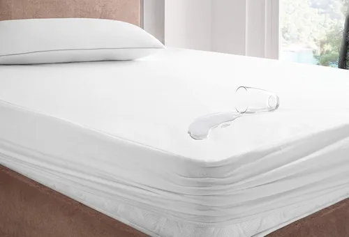 Vista 3 de YATAS BEDDING Microfit - Protector de colchón impermeable, sin vinilo, suave y duradero, lavable a máquina a 90°, color blanco