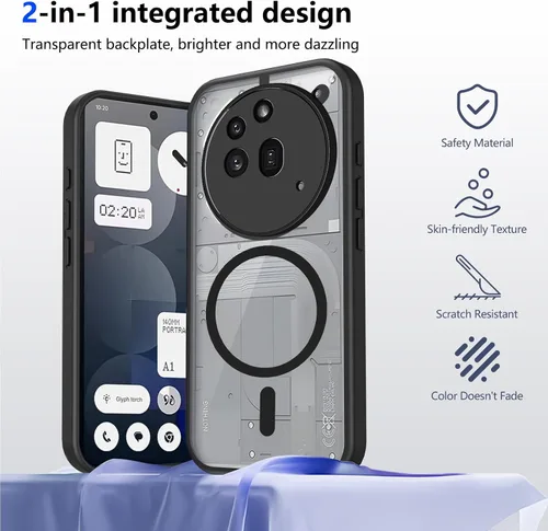 Vista 732 de Funda magnética transparente compatible con Xiaomi 17T, color negro 2 en 1 PC + TPU cubierta de teléfono a prueba de golpes, carcasa protectora