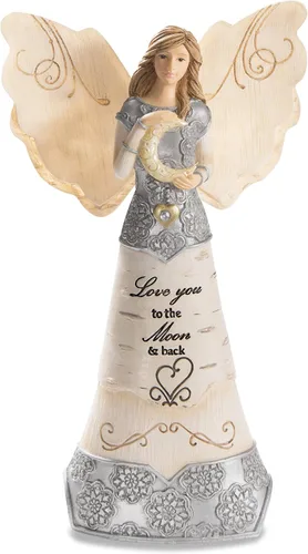 Vista 33 de Figura de ángel amigo de Elements de Pavilion, de 8 pulgadas, sosteniendo una mariposa, con inscripción "Los amigos son regalos para siempre