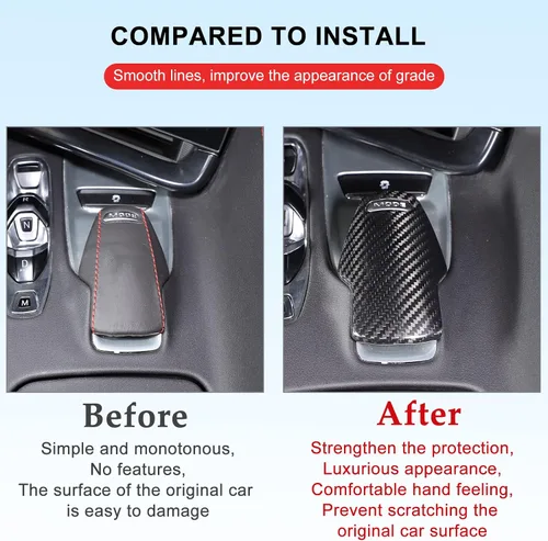 Vista 2 de Daeiclru Cubierta de la perilla de la palanca de cambios de fibra de carbono real compatible con Corvette C8 Z06 Z51 2020-2023, cubierta de perilla