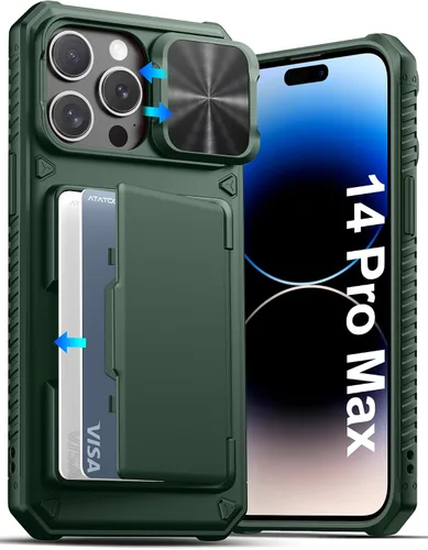Vista 45 de ATATOO Funda Cartera para iPhone Air, Portador de Tarjetas Integrado (3-5 Tarjetas) [Bloqueo RFID] y Cubierta Deslizante para Cámara, Protección
