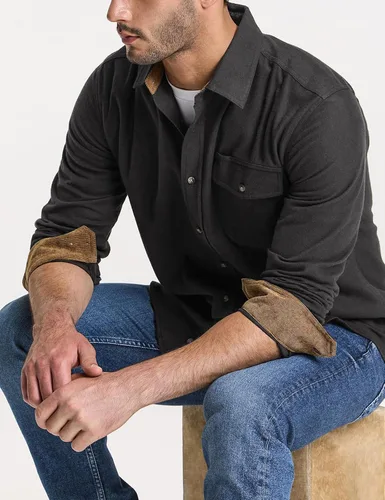 Vista 4 de CQR - Camisa de franela de algodón a cuadros con botones y manga larga para hombre, algodón cepillado suave, camisa de estilo informal