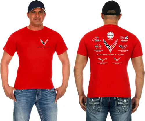 Vista 10 de JH DESIGN GROUP Camiseta de Corvette para Hombre C8 C7 C6 C5 C4 C3 C2 C1 Camisa de Collage Negro