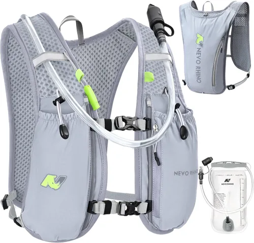 Vista 8 de N NEVO RHINO Chaleco para correr, chaleco de hidratación de 5 litros con vejiga de agua de 1.5 L, mochila de hidratación ligera para senderismo