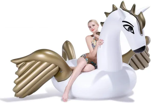 Vista 7 de Jasonwell Flotador inflable gigante de unicornio para piscina con válvulas rápidas y flotador inflable gigante de Pegaso de Jasonwell con válvulas