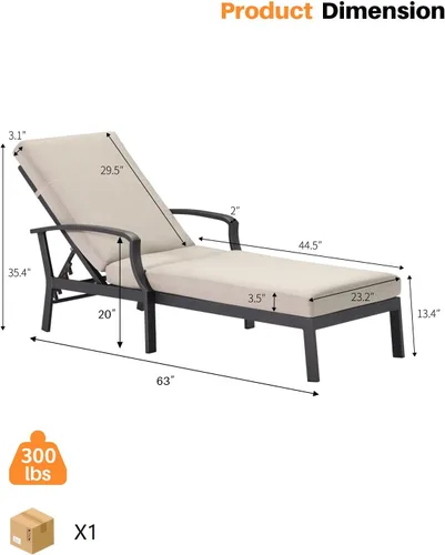 Vista 4 de Sillón de piscina, tumbona al aire libre de aluminio, Gunmetal