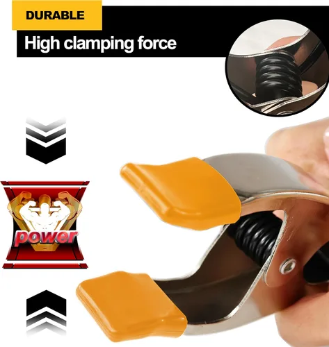 Vista 2 de Wellmax Surtido de 16 abrazaderas de resorte – Abrazaderas niqueladas resistentes de 2, 4 y 6 pulgadas para carpintería, marco, bricolaje