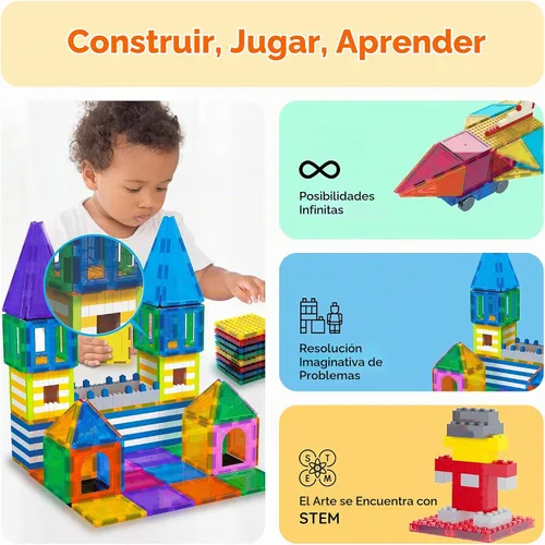 Vista 4 de PicassoTiles Bloques de construcción magnéticos Azulejos de ladrillo STEM creativos azulejos magnéticos Set de complementos de construcción Juguete